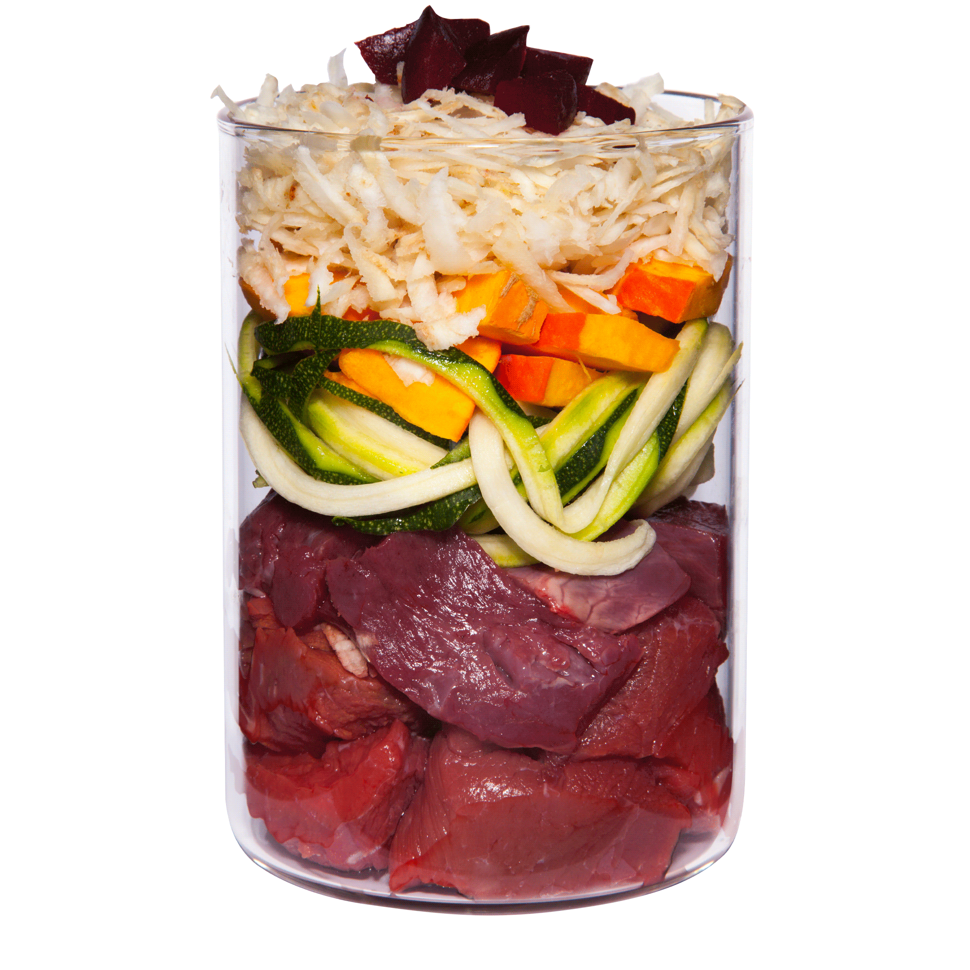 Buey con calabacín, calabaza y orégano