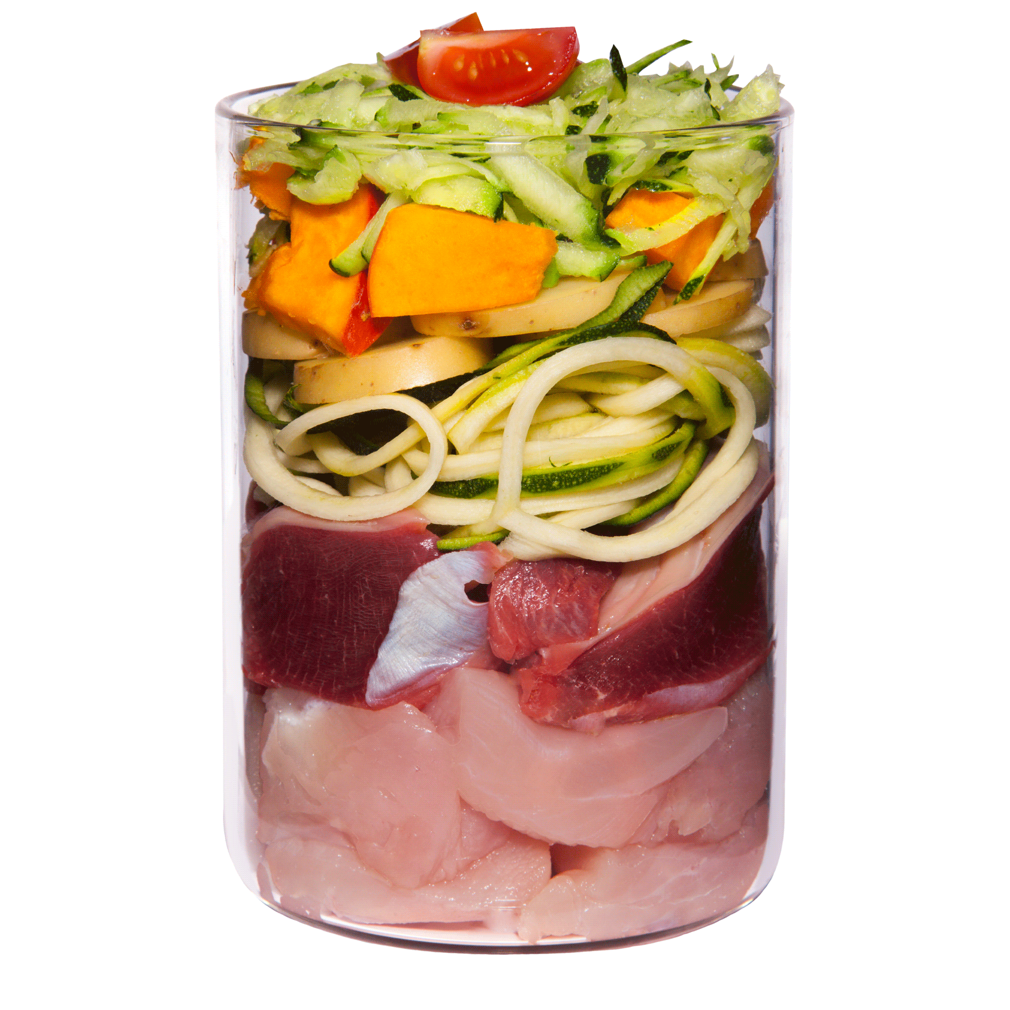 Pollo con pepino, calabaza y hierbas medicinales